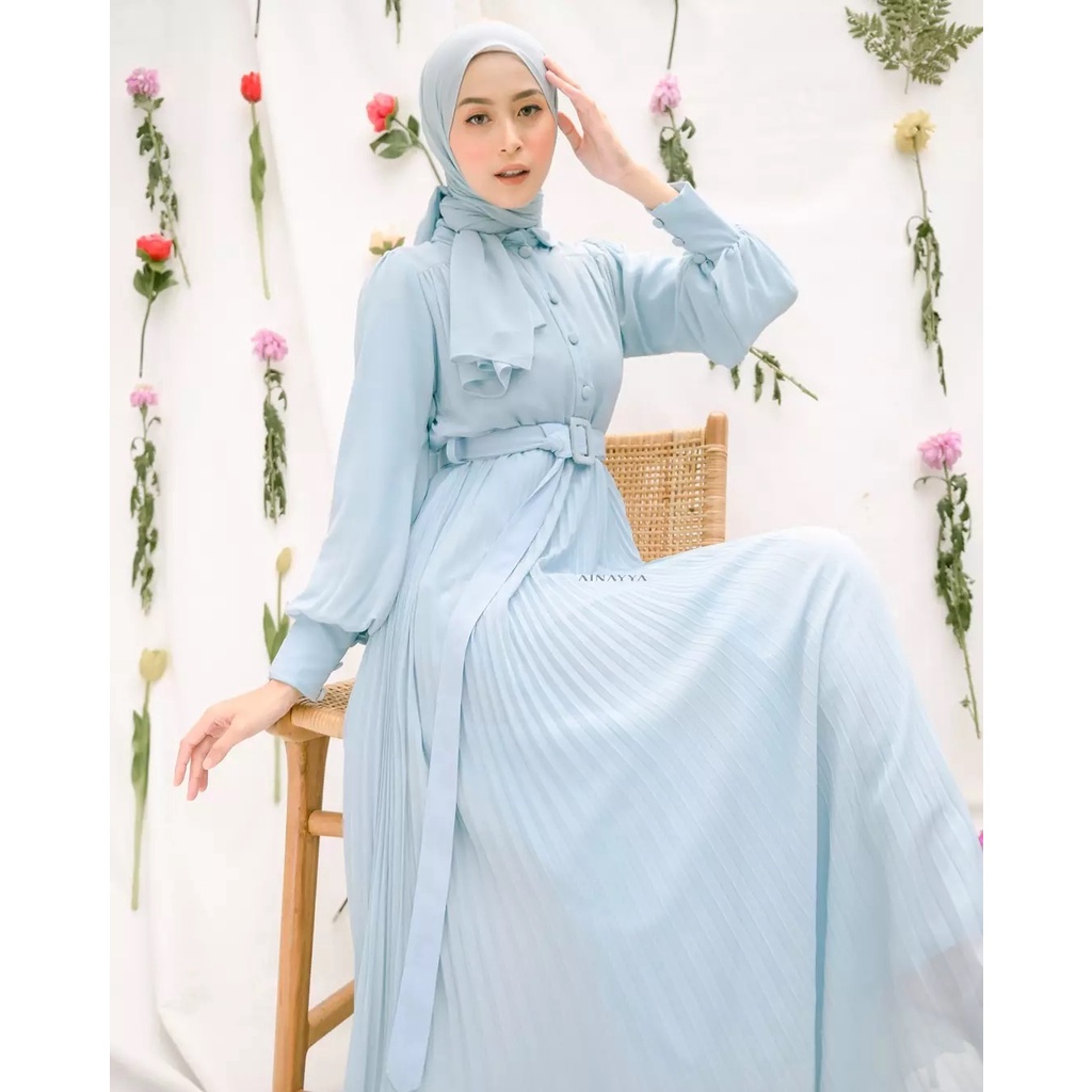 Hazel Dress by @ainayya.id Warna Baby Blue