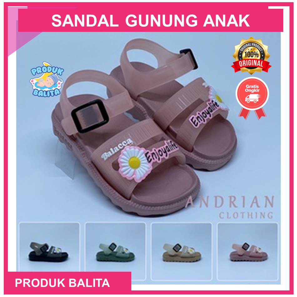 Sandal Gunung Anak Perempuan Sandal Tali Belakang Motif Bunga Sandal Karet Jelly Terlaris