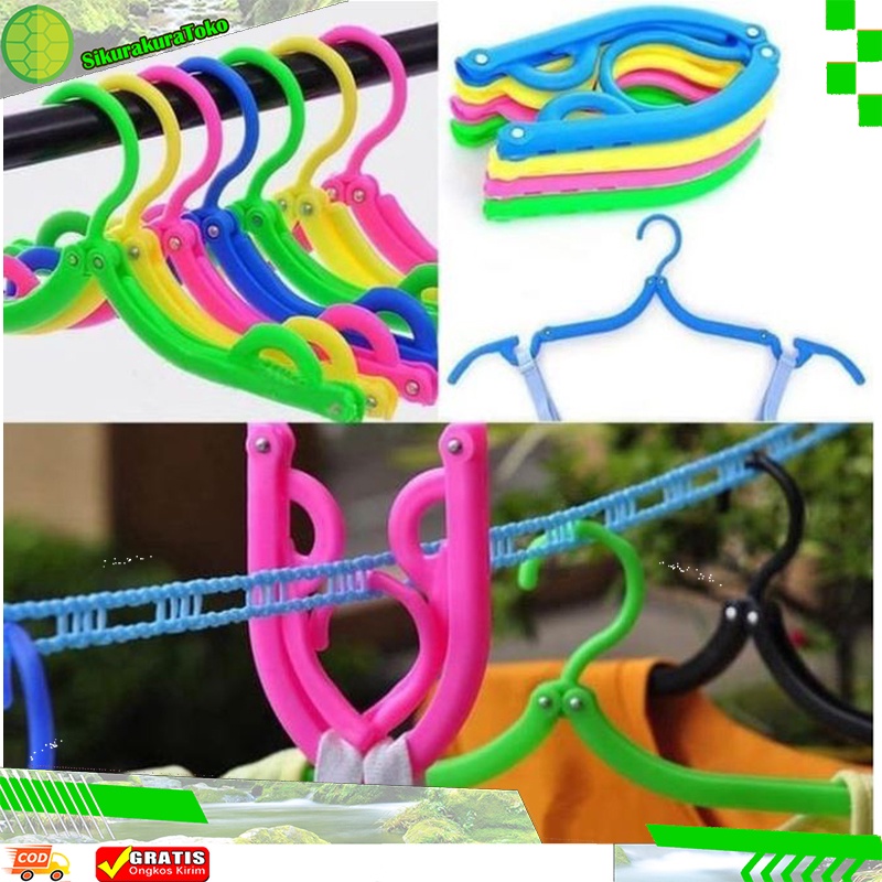 (SKR) Hanger Baju Lipat Lipat Portable Gantungan Baju Kaos Kaki Lipet Portable Traveling Tebal Murah Jemuran Foldable Cocok untuk Travelling