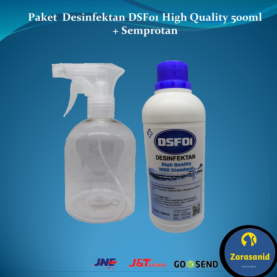 Paket Desinfektan dan Semprotan DSF01 Standar WHO Ready Stock 500ml Bisa Kirim Gojek Harga normal