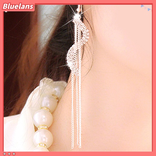 Bluelans Anting Kait Gantung Panjang Bentuk S Hias Berlian Imitasi Untuk Wanita