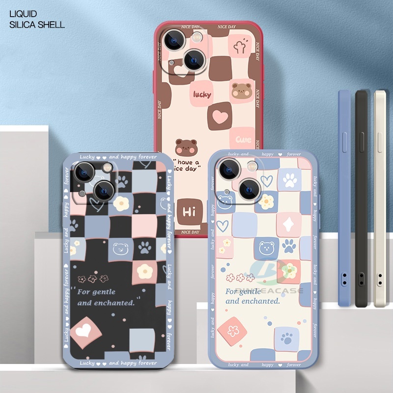 Redmi Note11 Pro Redmi 10 5G 10A 10C 9C 9T 9A Note10 5G Note 10S Note9 Note8 Note7 Poco M3 Pro X3 Pro NFC Square Bear Love Motif Paw Bunga Silikon Telepon Soft Case Binteacase