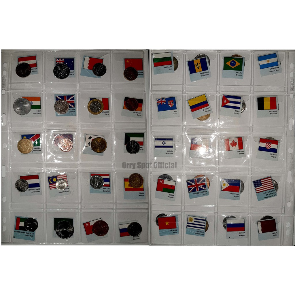 SET KOIN UANG KUNO 20 KEPING BERBEDA NEGARA DENGAN FRAME MIKA