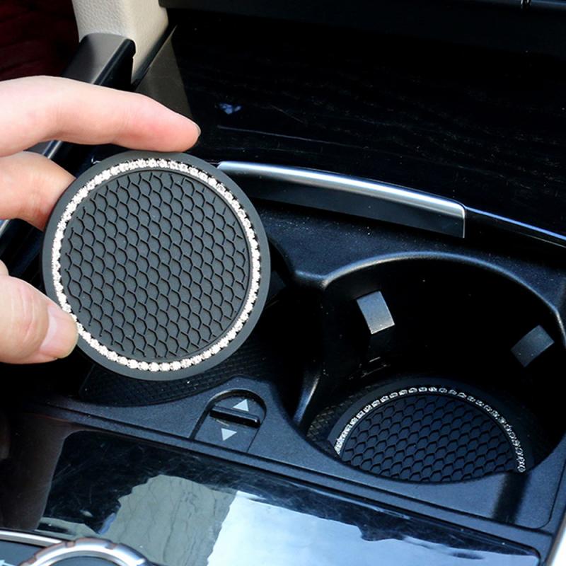 2pcs Tatakan Gelas Mobil Universal Non Slip Coaster Car Cup Holder Mat Drink Cup Pad Car Buffer Kedap Suara