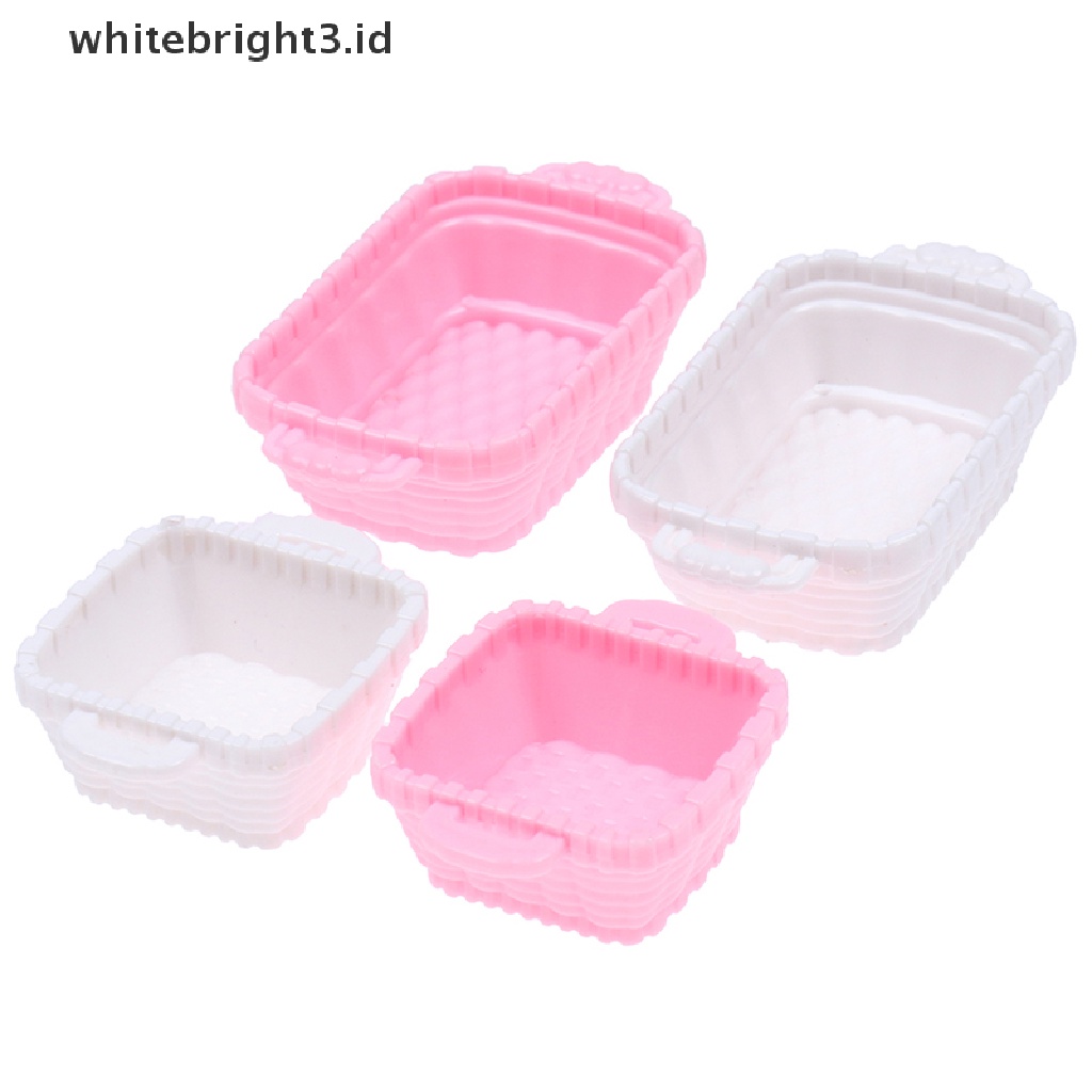 {whitebright3.id} 4Pcs Environmental Miniature Food Model Decoration Dollhouse Accessories Basket ,