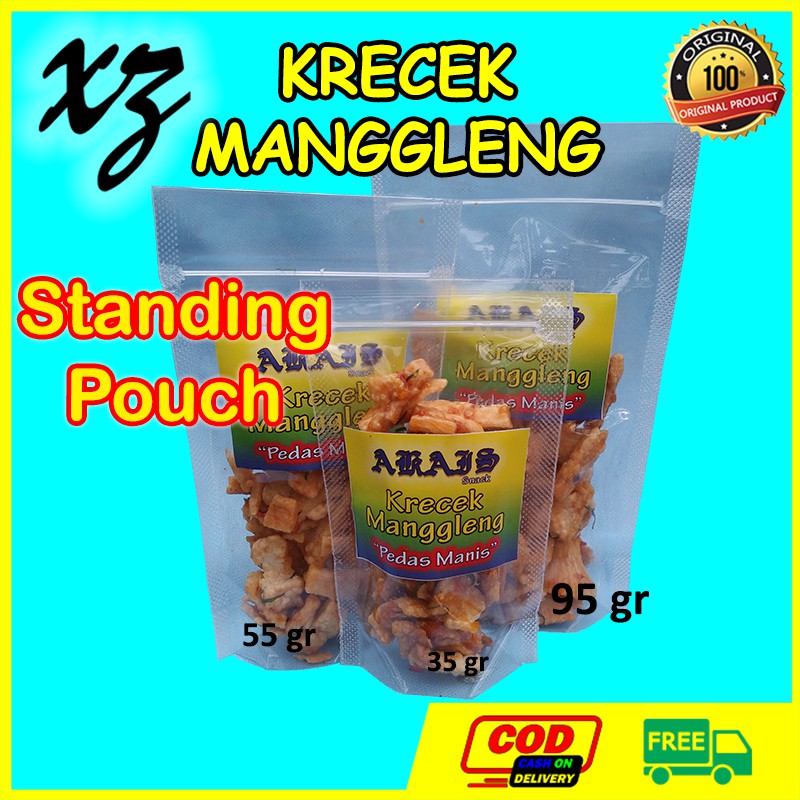 

Makanan Ringan Keripik Singkong Krecek Manggleng Loncis Pedas Manis Crispy Standing Pouch