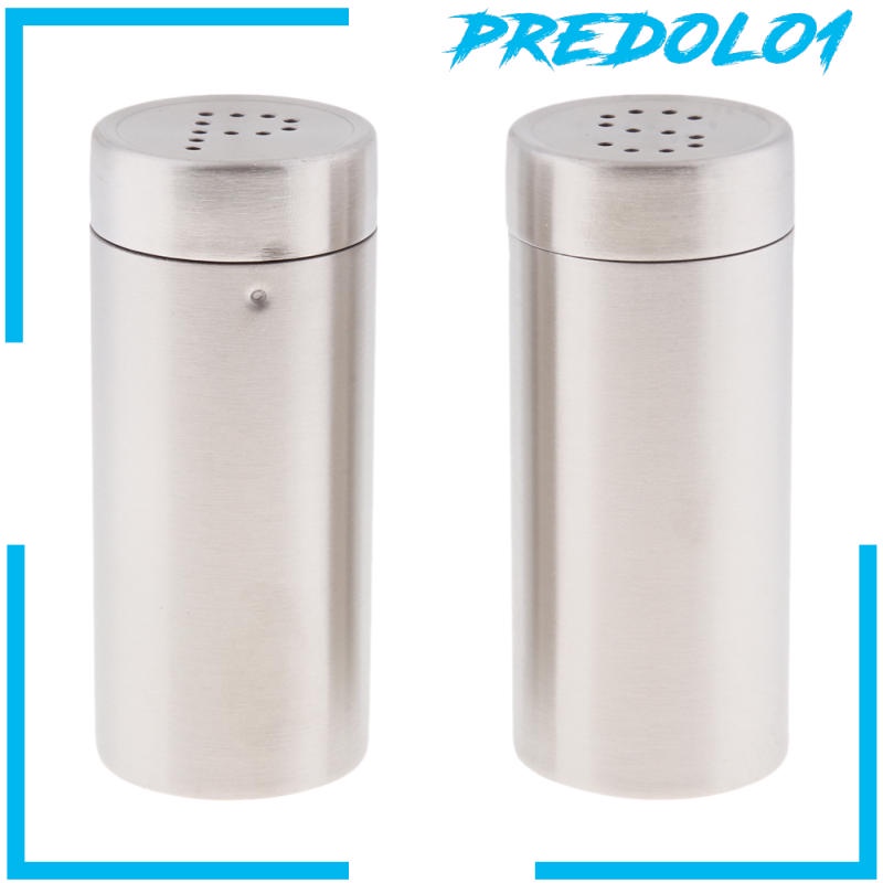 (Predolo1) 2pcs Botol Shaker Garam / Merica Bahan Stainless Steel