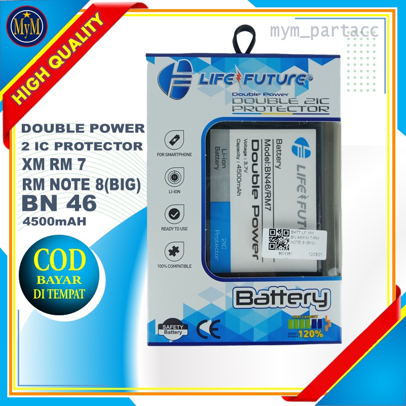 Baterai Battery Batre Xiaomi Redmi 7 Note 8 Big BN 46 DP Double Dobel Power Life Future Original