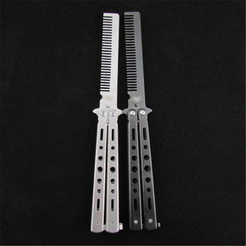 Sisir Lipat Besi Butterfly Balisong Training Hair Comb Stainless Steel