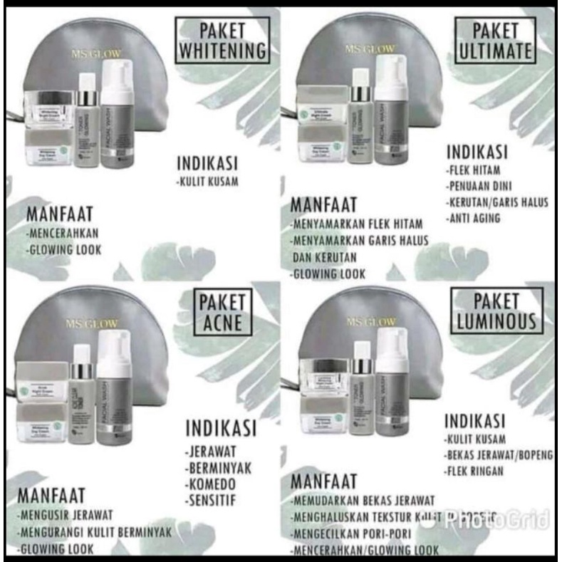 MS GLOW PAKET WHITENING/PAKET ACNE/PAKET LUMINIOUS/PAKET ULTIMATE