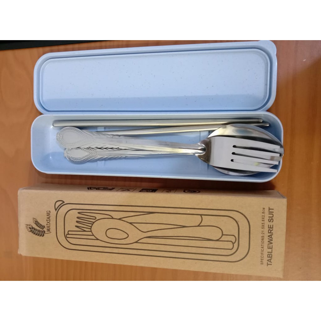 Sendok Makan Stainless Set 3 In 1/ Alat Makan Set dapat dibawa streril dan aman