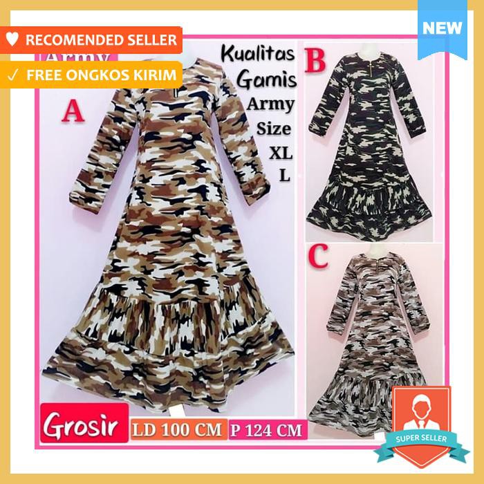 BAJU WANITA / KAOS / GAMIS ARMY LORENG JUMBO XL