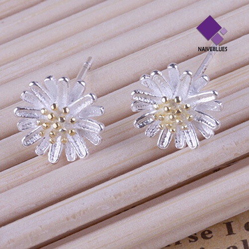 Anting Stud 925 Sterling Bentuk Bunga Matahari Daisy Untuk Wanita