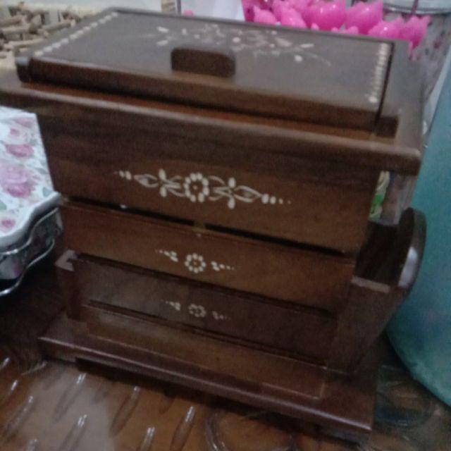 Tempat Sendok Garpu Kayu Jati Motif Cukit
