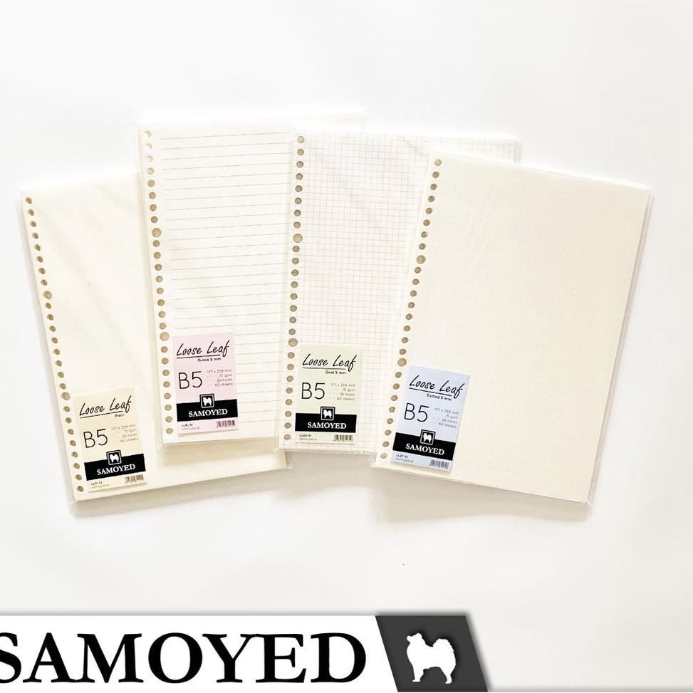 

[PROMO KCB37] Loose Leaf B5 , 26 Holes isi 60 Lembar Samoyed LL-51 Plain Ruled Grid Dotted Polos Garis Kotak Titik Pasti Murah