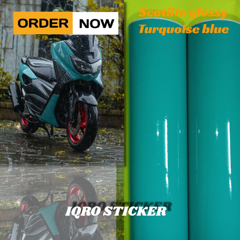 Sticker scotlite turquoise blue glossy skotlet motor biru toska scotlet motor sekotlet biru toska gl
