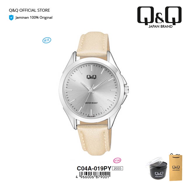 Q&Q QnQ QQ Jam Tangan Arloji Wanita Fashion Analog Kulit - C04 C04A Water Resist 3 BAR-1