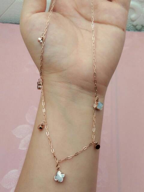 Kalung titanum asli / kalung lv titanium / kalung stainless steel titanium 18kk rose gold