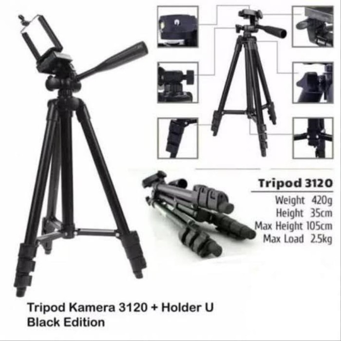 (COD) Weifeng Tripod 3120 Black 1 meter Free holder + packing Bubble