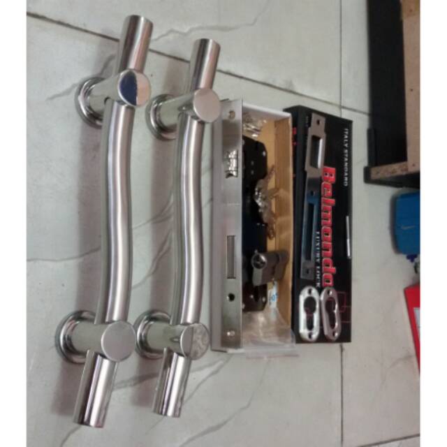 Handle pintu stainless S 33cm 1set+kunci