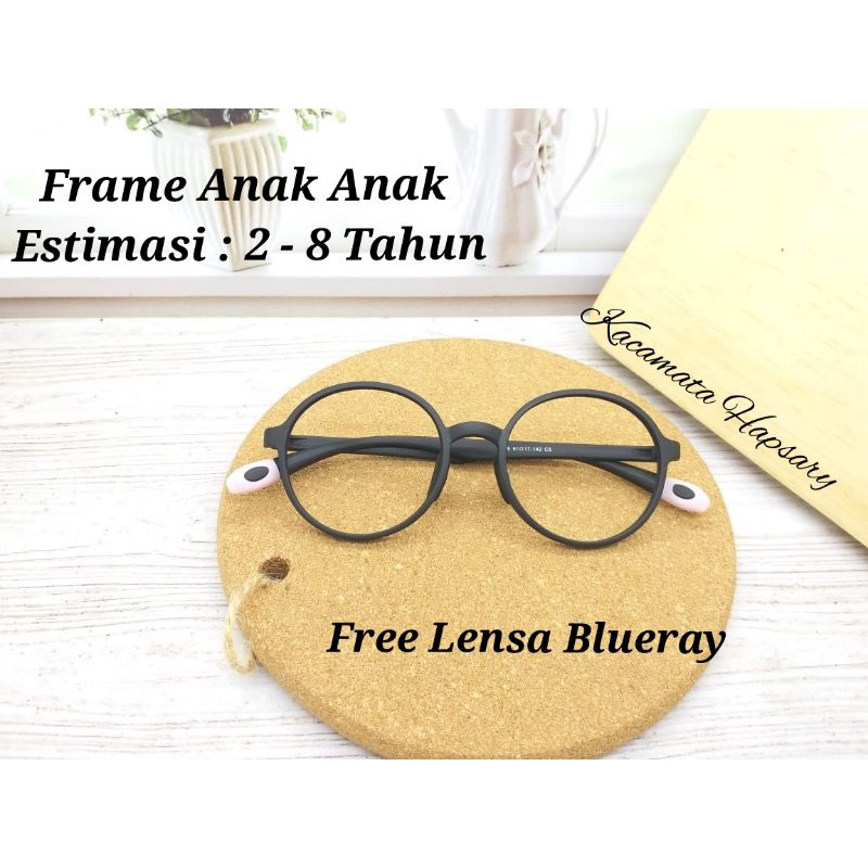 FRAME KACAMATA ANAK ANAK GRATIS LENSA ANTI RADIASI BLUERAY | KACAMATA BULAT | DESIGN KOREA 6005