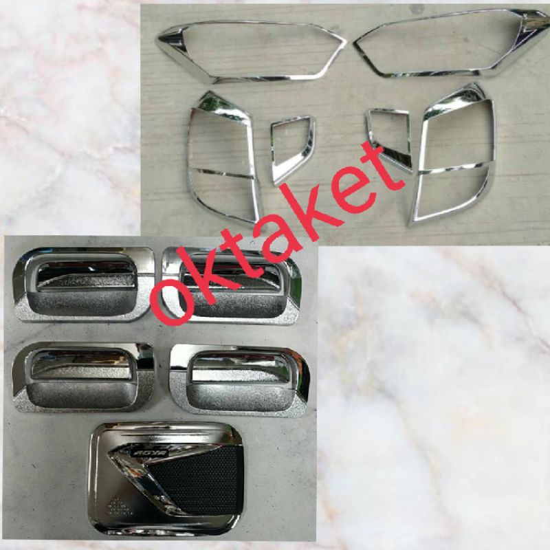 paket lengkap Agya Ayla 2017-2021 garnish depan belakang outer handle tank cover chrome