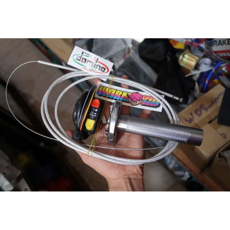 Gas Spontan 2 Kabel Model Slim Lengkap Dengan Tali Gas Serat Saklar On Off Starter