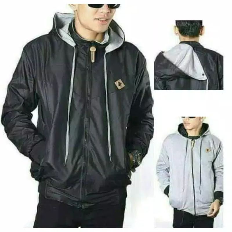 JAKET BOLAK BALIK PRIA BB DC 2in1 PARASUT FLEECE ALL SIZE FIT TO XL