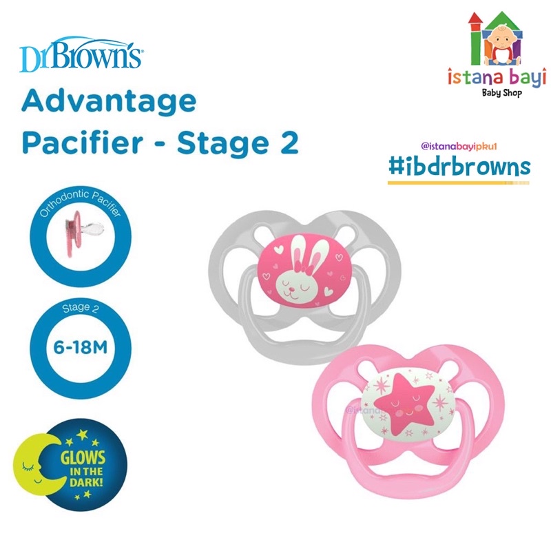 Dr.Brown’s Advantage Pacifier Glow in The Dark - Empeng Bayi pa22005