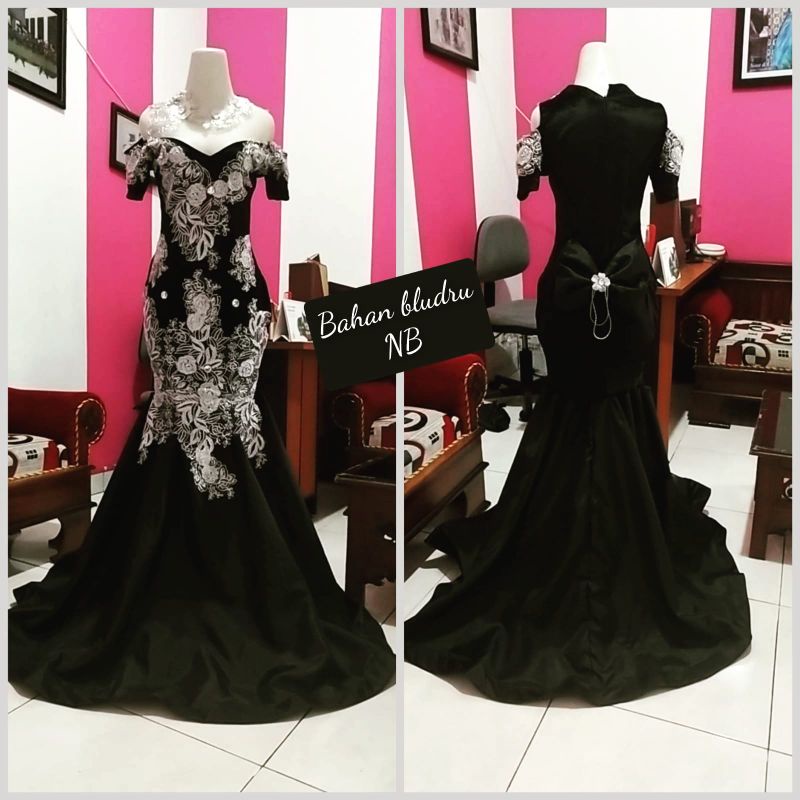 baju singer/baju penyanyi/baju pesta/bludru pita belakang