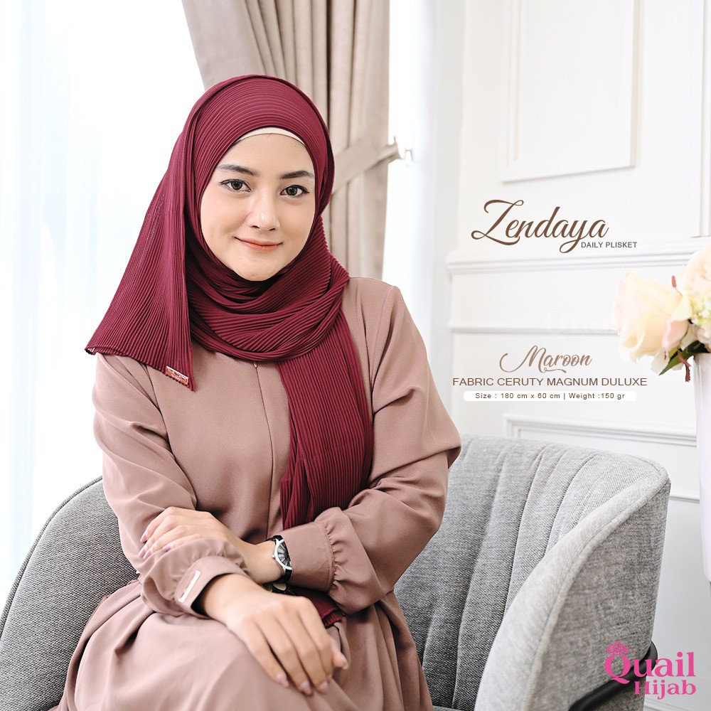 RESTOKK  ZENDAYA EMBLEM KOTAK~ PASHMINA PLISKET BY QUAILHIJAB