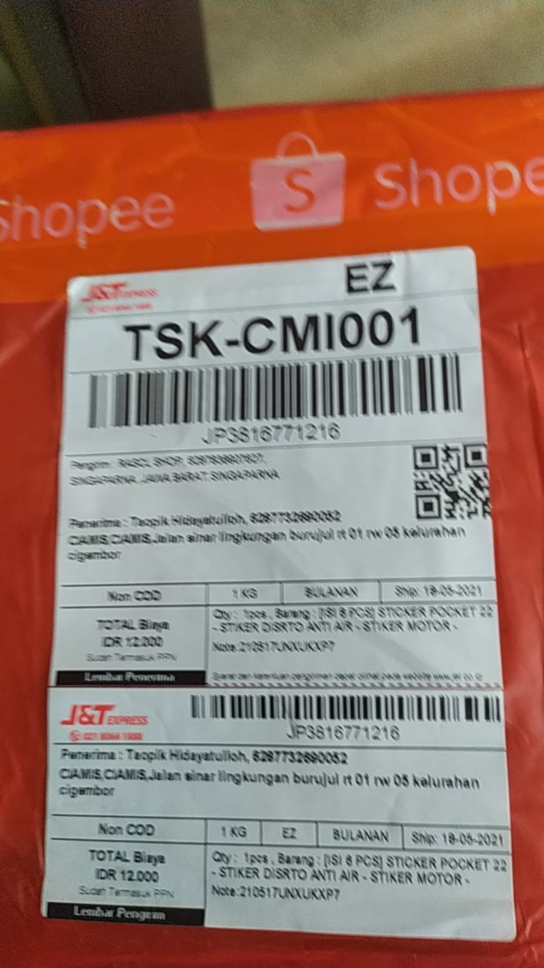 [isi 6 Pcs] Sticker Pocket 22 - Stiker Disrto Anti Air - Stiker Motor - Stiker Pocket 03