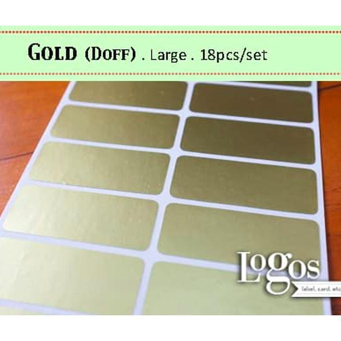 

Siap Kirim Gold Large Doff. Label Nama Waterproof. Sticker Glossy Emas Brand Merk Buru Order