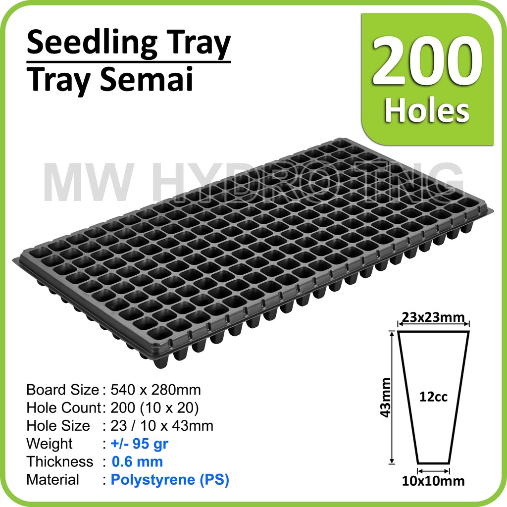 1 Dus (180 Pcs) - Tray Semai / Seedling Tray - 200 lubang - 0.6 mm