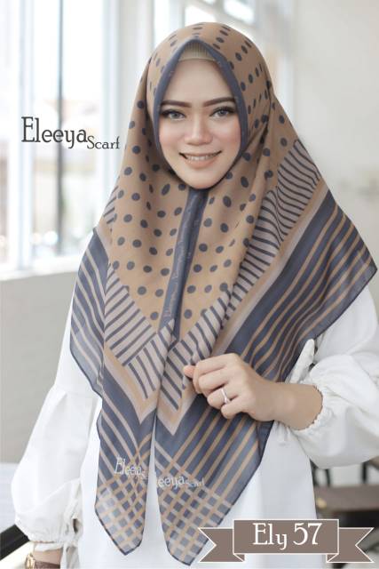 HIJAB SEGIEMPAT MOTIF ELY 57||  ELEEYA SCARF