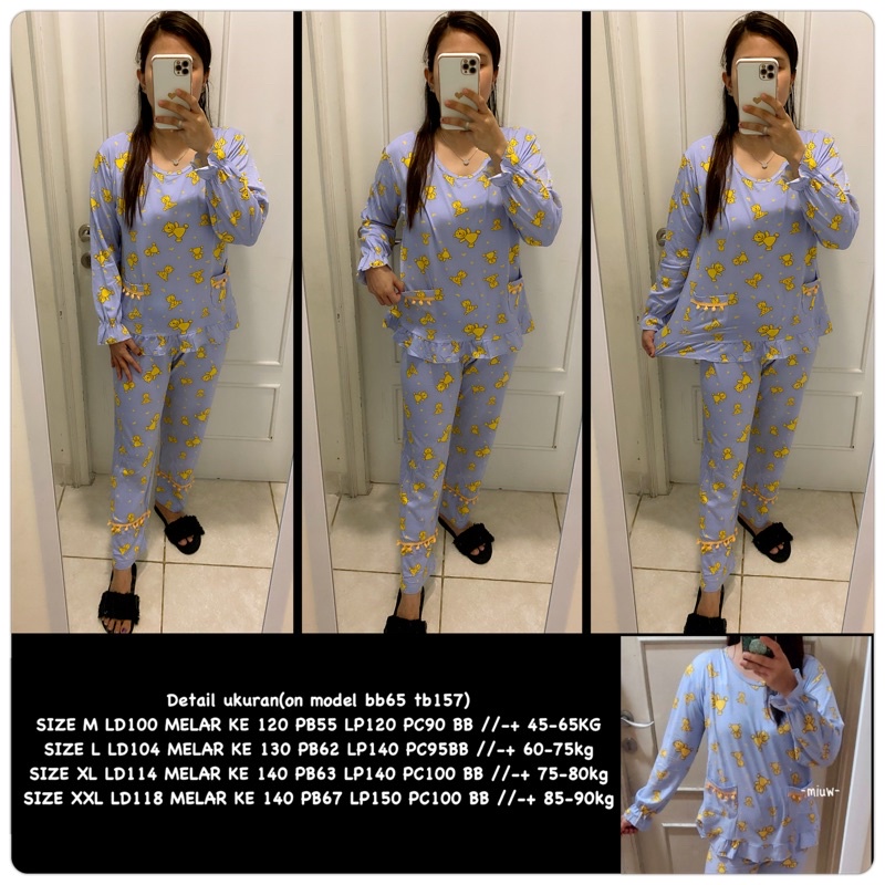 BAJU TIDUR LENGAN PANJANG LEISURE VOGUE DLL KOREA IMPORT CINA WANITA KADO PP PIYAMA REMAJA DEWASA-PPO-002 PURPLE TDY/L