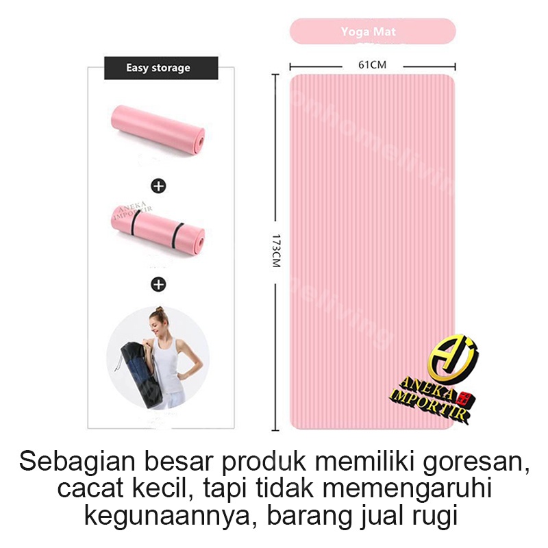 183 CMx 61CM x 1CM Alas Matras Yoga Mat 10 mm Tebal Anti Slip Olahraga Senam Pilates Gym barang jual rugi