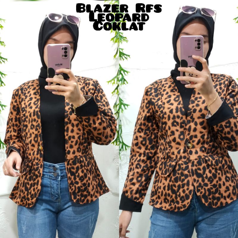 Blazer Leopard import//blazer wanita premium//blazer rompi Bangkok//blazer wanita korea