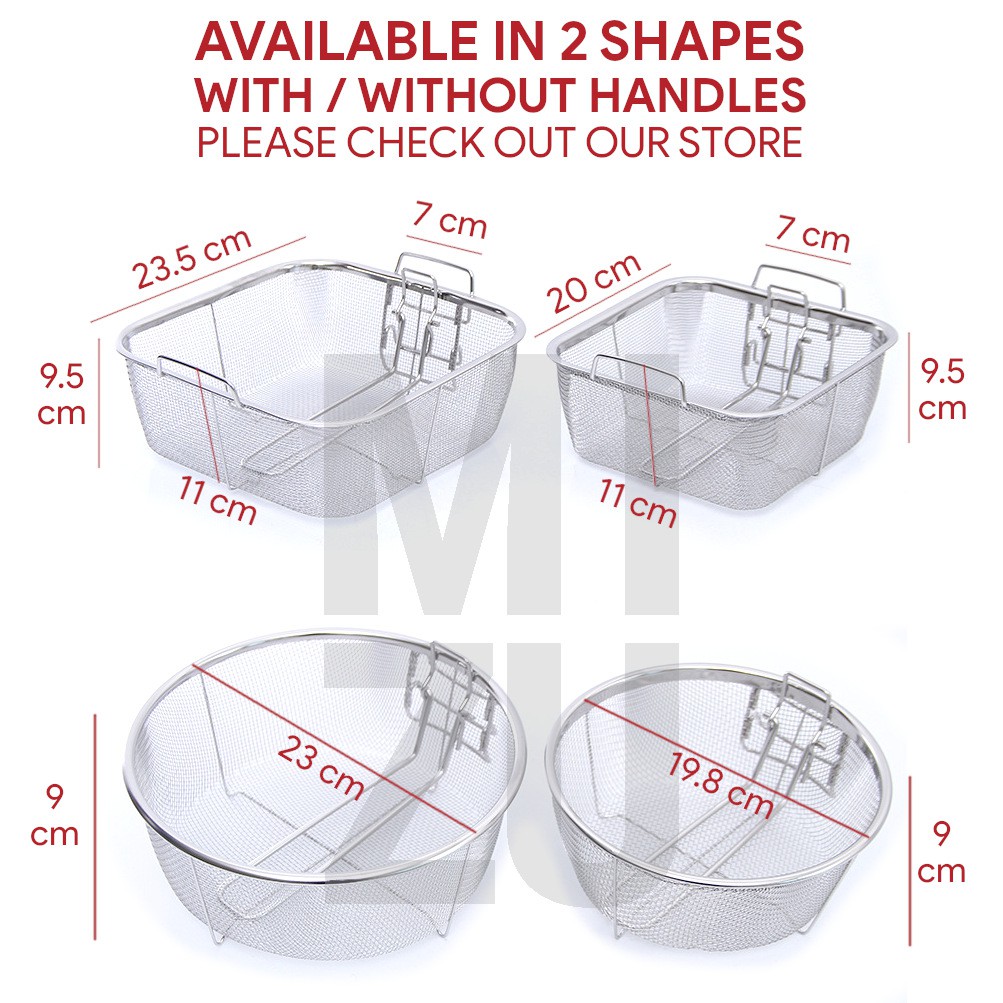 MIZU FURAIYA 20cm French Fries Deep Frier Frying Basket Keranjang Penggoreng Kentang Stainless-4