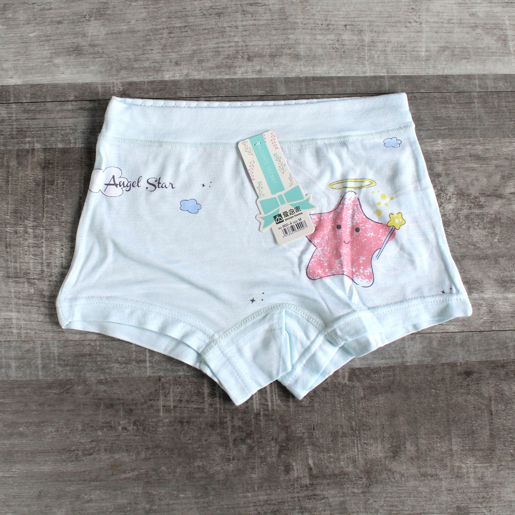 Celana dalam anak perempuan bahan katun dengan ziplock pouch Boxer anak cewe isi 4 pcs bahan katun