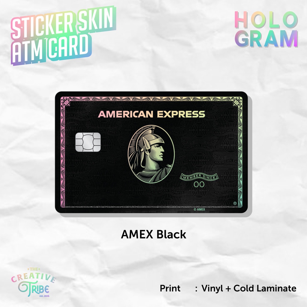 Sticker Skin Card HOLOGRAM AMEX Black Card - Vinyl ATM Debit Credit Emoney Flazz Stiker