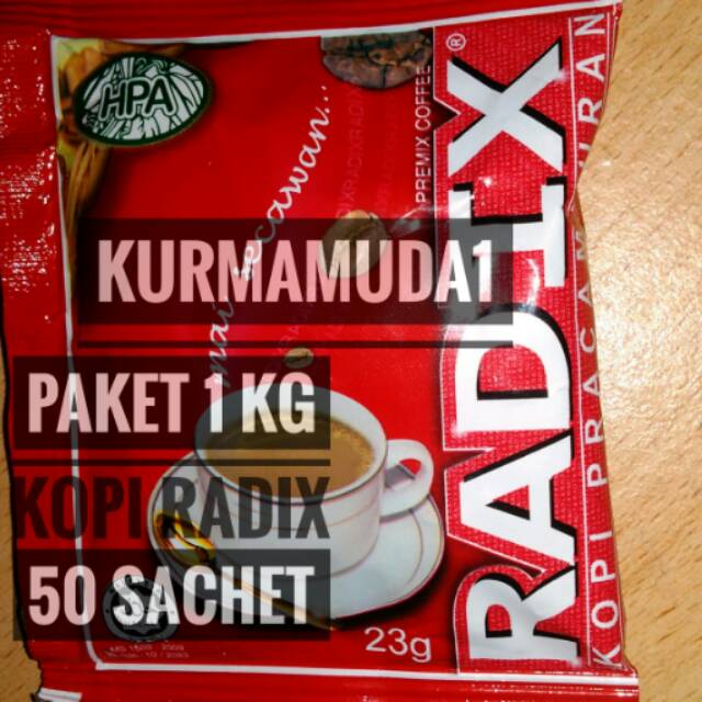 

Paket 50 SACHET 1Kg kopi RADIX jumbo hpa original malaysi owner nya pak tuan haji