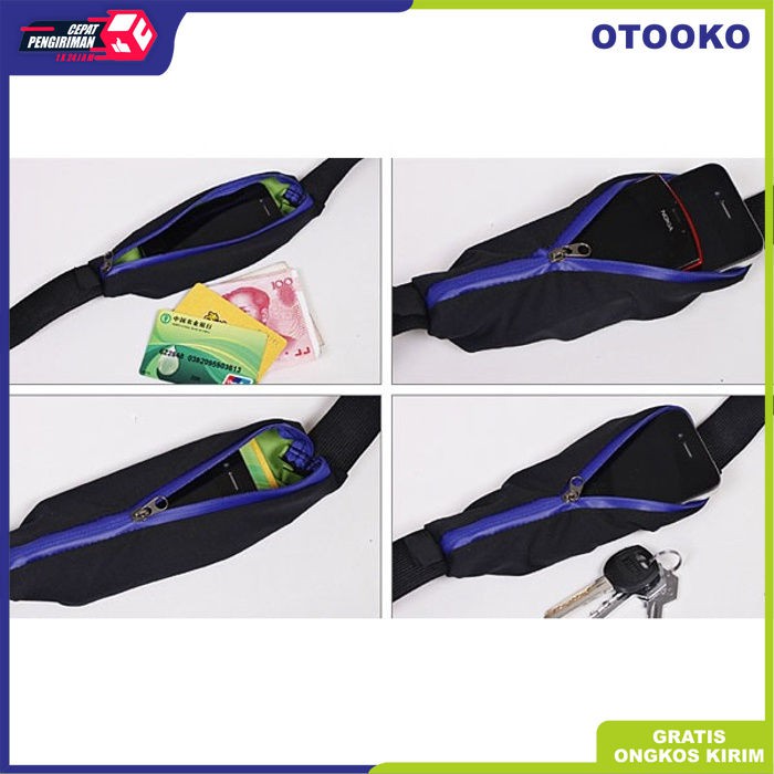 Waterproof Sport Belt Single Pocket Tas Pinggang Sabuk Gesper Anti Air  Hijau