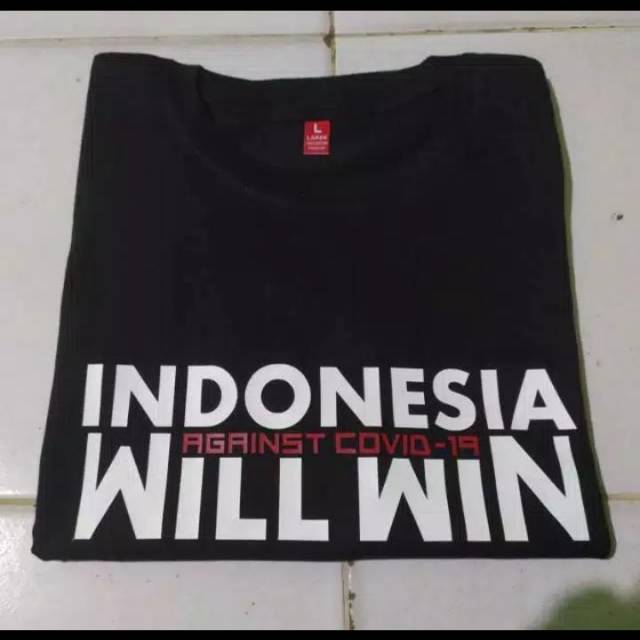 Kaos Indonesia against covid-19 wil win / kaos distro kaos kata-kata