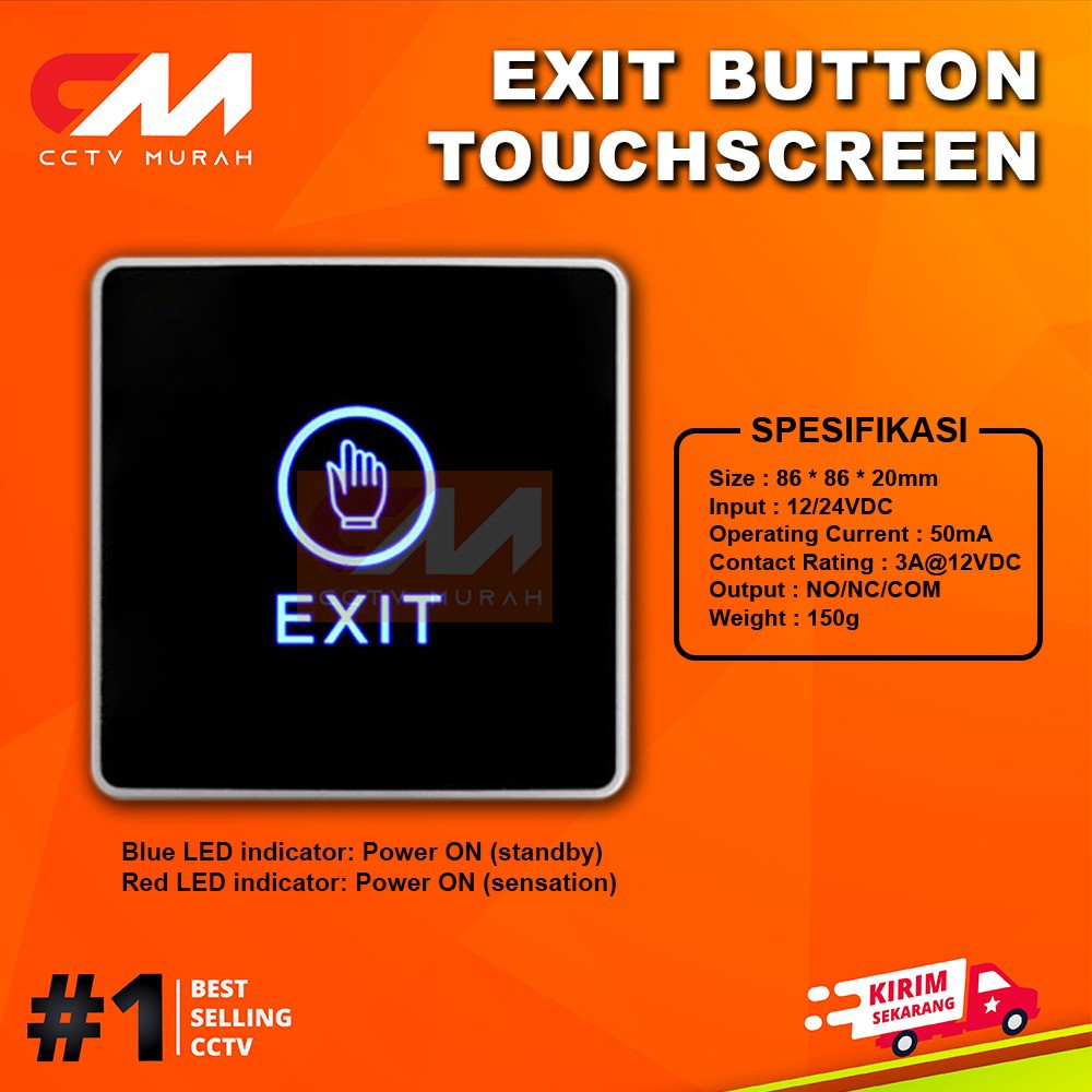 Contactless Exit Button Touchscreen || Type EX-EX666 || Plastic || Access Control Door Button