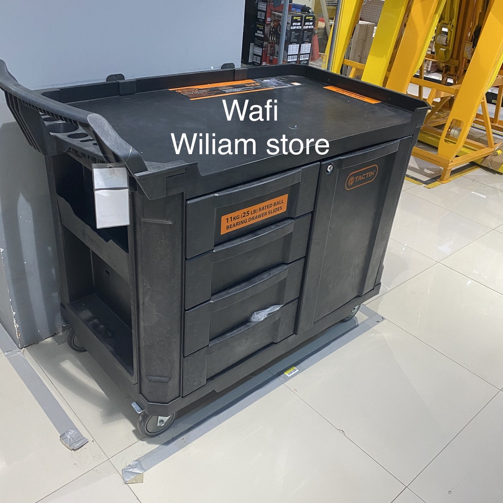 Tactix lemari bengkel Perkakas Tool Box Cabinet Trolley 4 drawer