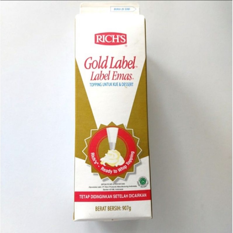 

Rich Rich's Gold Label Emas Whipping Cream Non Dairy 907 gram