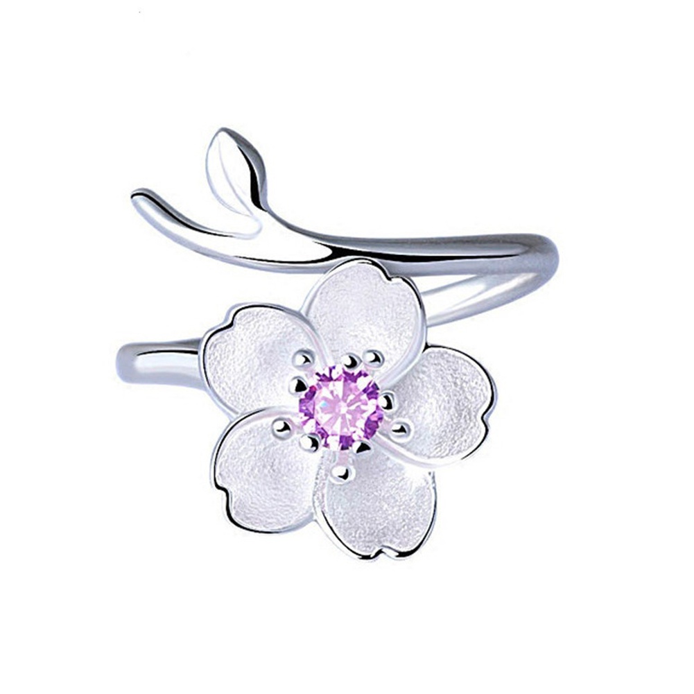 Hu Hu Hu Hu Hu Alat Bantu Pasang Kacamata♡ Cincin Wanita Model Terbuka Bahan Sterling Silver 925 Desain Bunga Sakura Untuk Hadiah Ulang Tahun