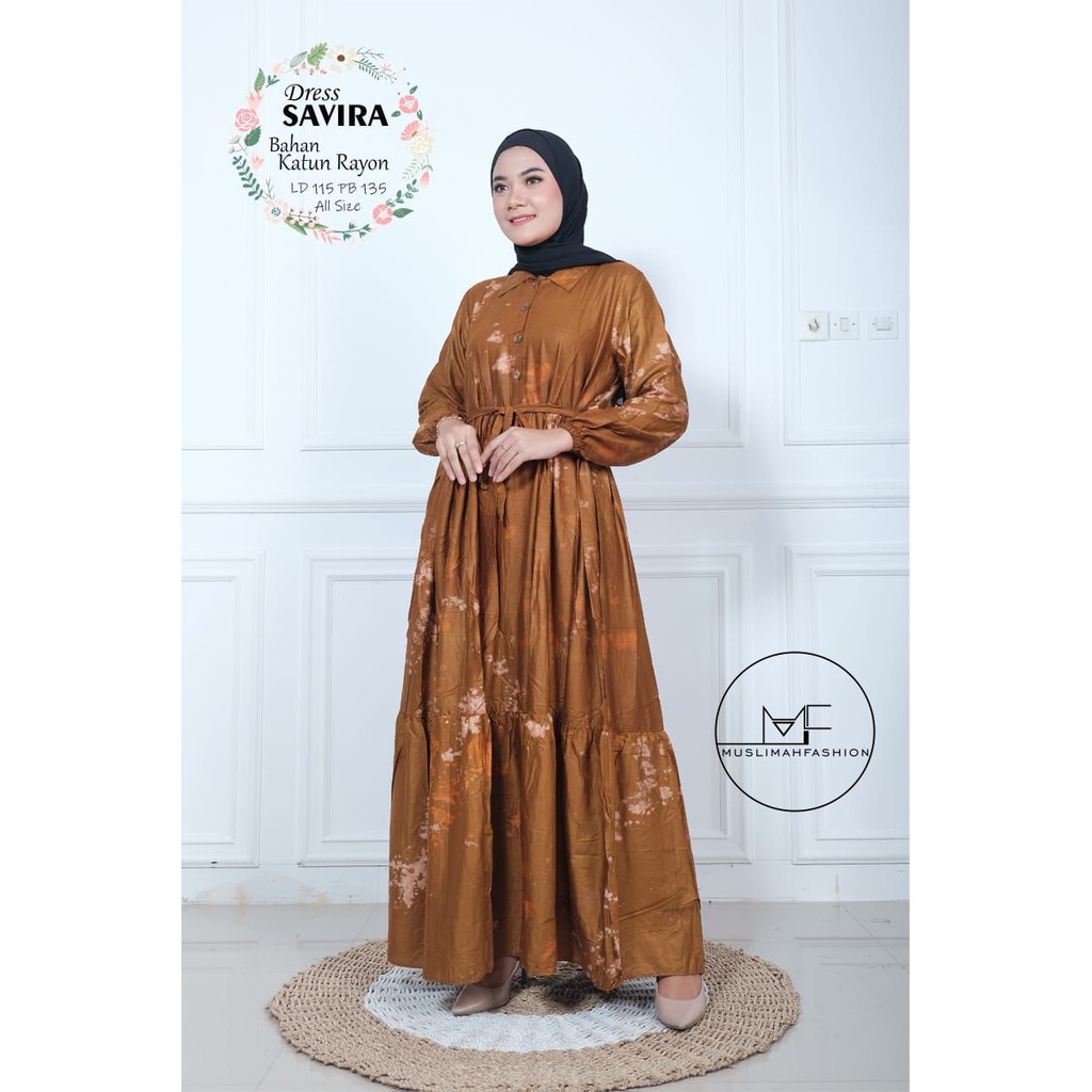 SAVIRA Dress Muslim bahan Katun Rayon ALL SIZE LD 115cm Dress Gamis Murah Mewah dan Elegan