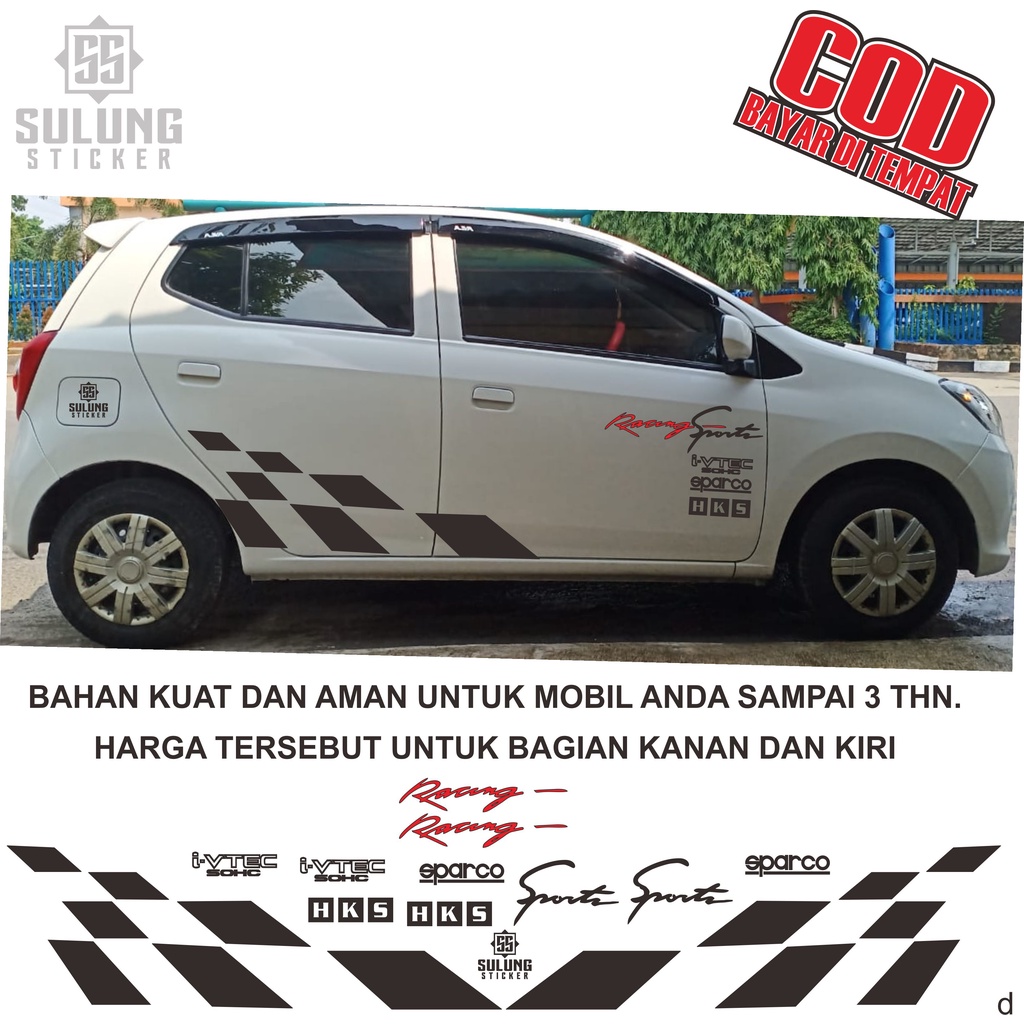 Stiker Mobil Simple Agya Ayla Yaris Jazz Brio Variasi Cutting Sticker Competition Aksesoris Keren Simpel Terbaru